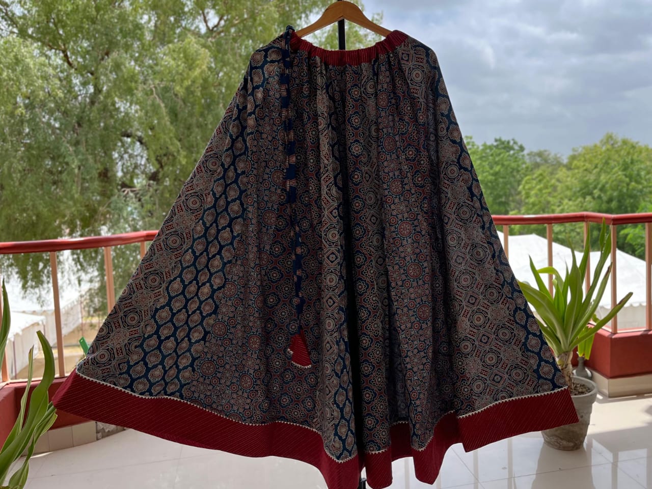 Ajrakh Print Flared Skirt