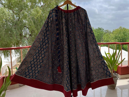 Ajrakh Print Flared Skirt