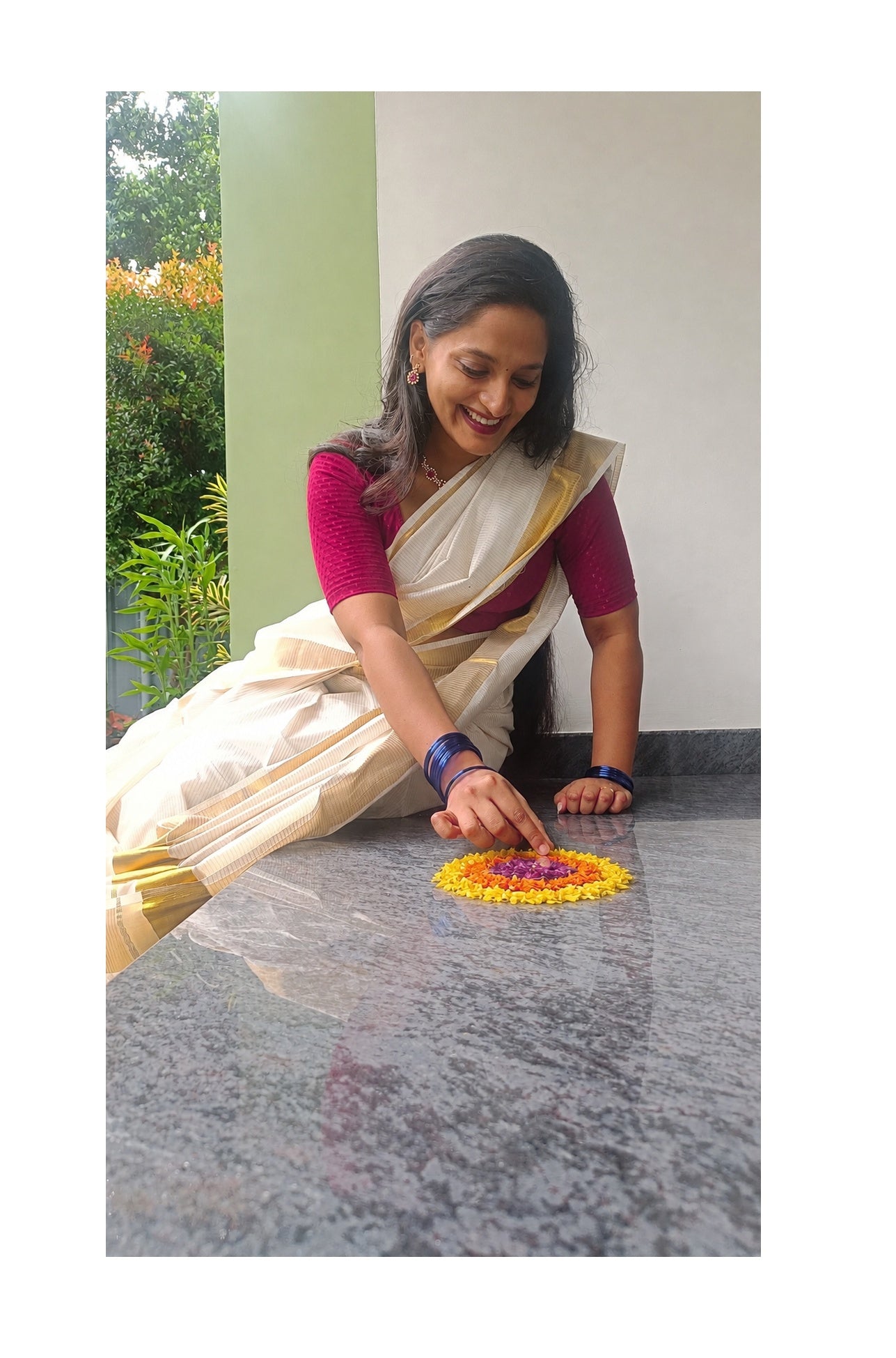 ✨ Classic Stripe Onam Saree