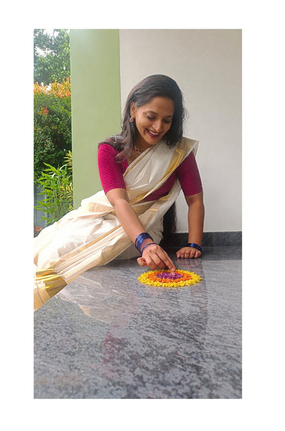 ✨ Classic Stripe Onam Saree