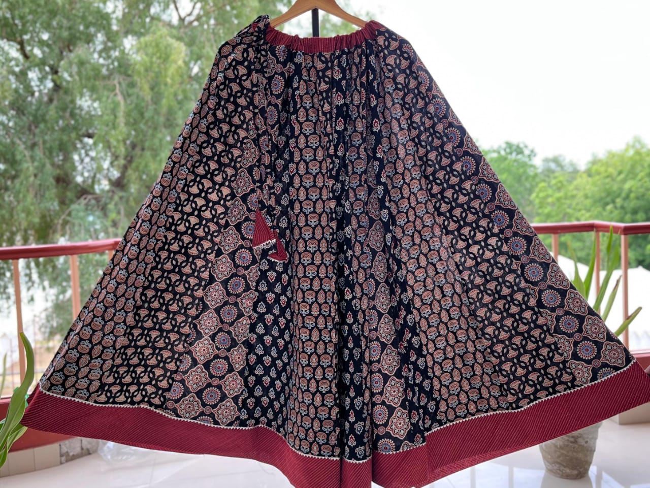 Ajrakh Print Flared Skirt