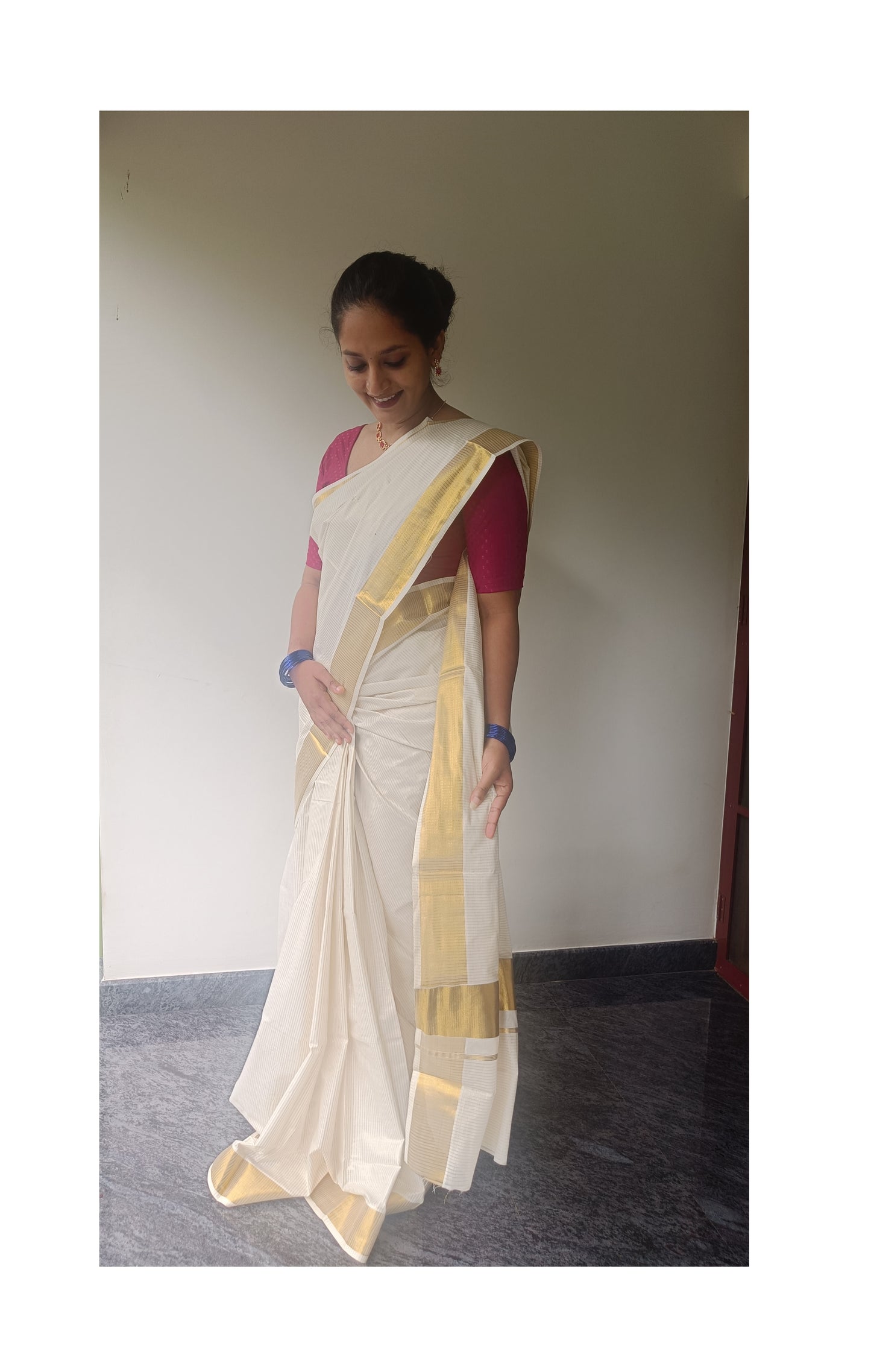 ✨ Classic Stripe Onam Saree