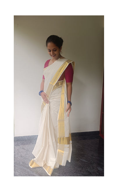 ✨ Classic Stripe Onam Saree
