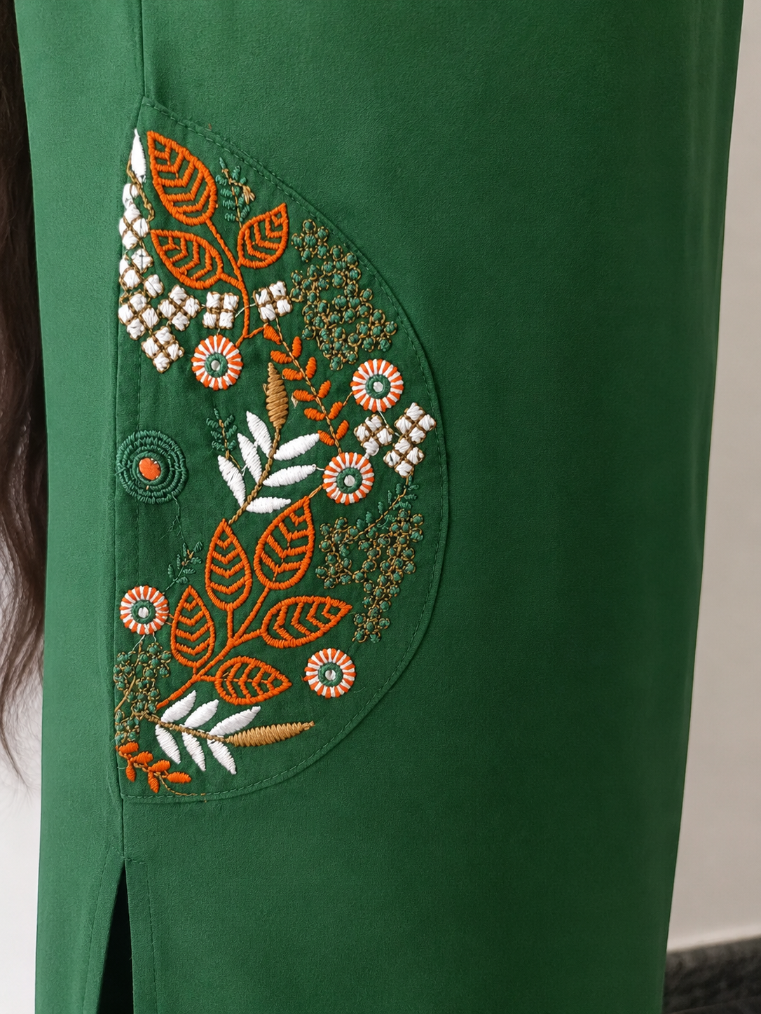 Dark Green Embroidered Coord Set
