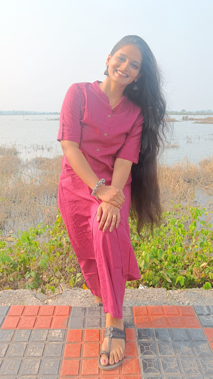 Half Collar Cotton Co-ord Set