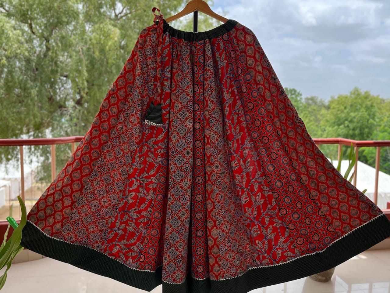 Ajrakh Print Flared Skirt