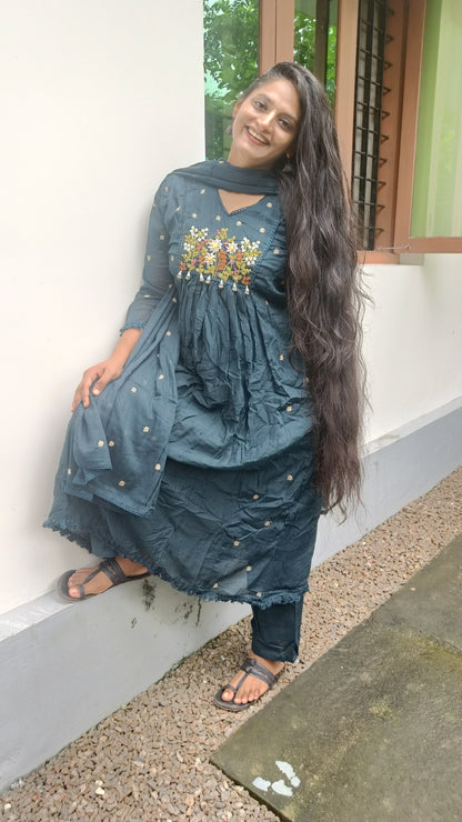 Teal Embroidered Anarkali Kurta